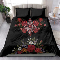 Czech Republic Traditional Costume Bedding Set Embroidery Floral Pattern With Red Rose
