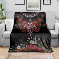 Czech Republic Traditional Costume Blanket Embroidery Floral Pattern With Red Rose