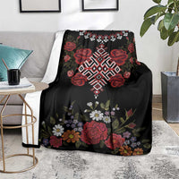 Czech Republic Traditional Costume Blanket Embroidery Floral Pattern With Red Rose