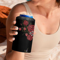 Czech Republic Traditional Costume 4 in 1 Can Cooler Tumbler Embroidery Floral Pattern With Red Rose