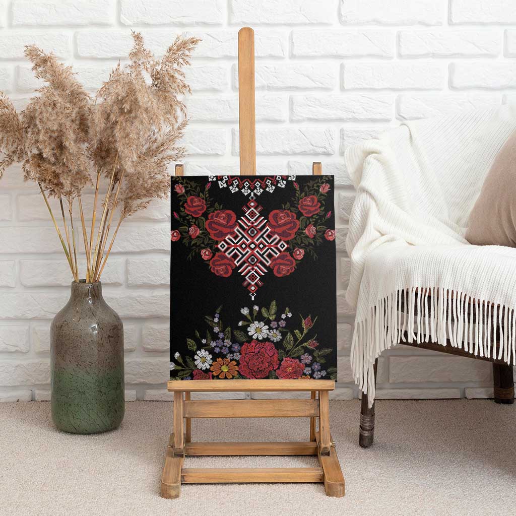 Czech Republic Traditional Costume Canvas Wall Art Embroidery Floral Pattern With Red Rose