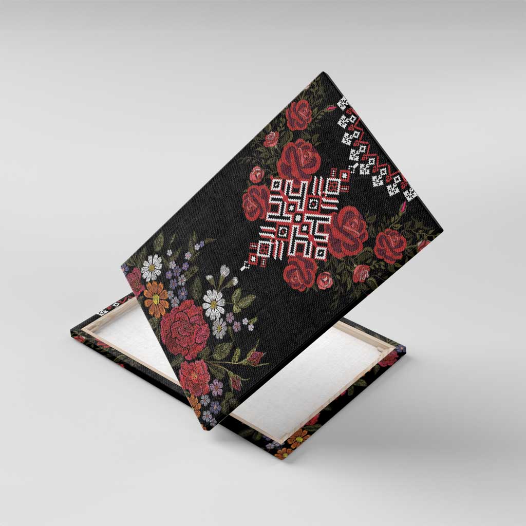 Czech Republic Traditional Costume Canvas Wall Art Embroidery Floral Pattern With Red Rose