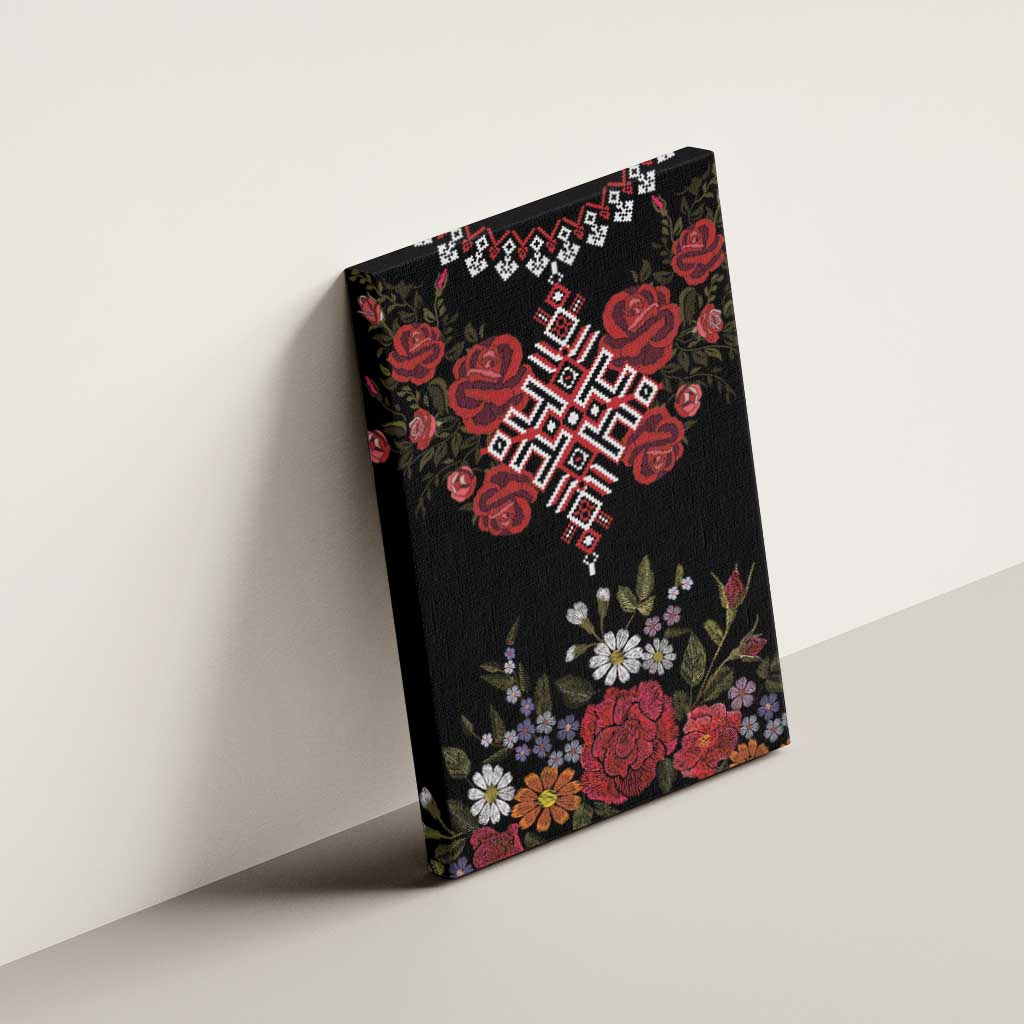 Czech Republic Traditional Costume Canvas Wall Art Embroidery Floral Pattern With Red Rose
