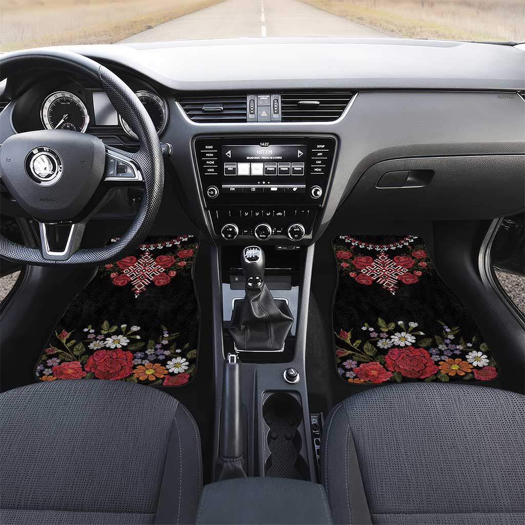 Czech Republic Traditional Costume Car Mats Embroidery Floral Pattern With Red Rose