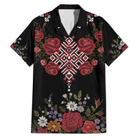 Czech Republic Traditional Costume Family Matching Mermaid Dress and Hawaiian Shirt Embroidery Floral Pattern With Red Rose