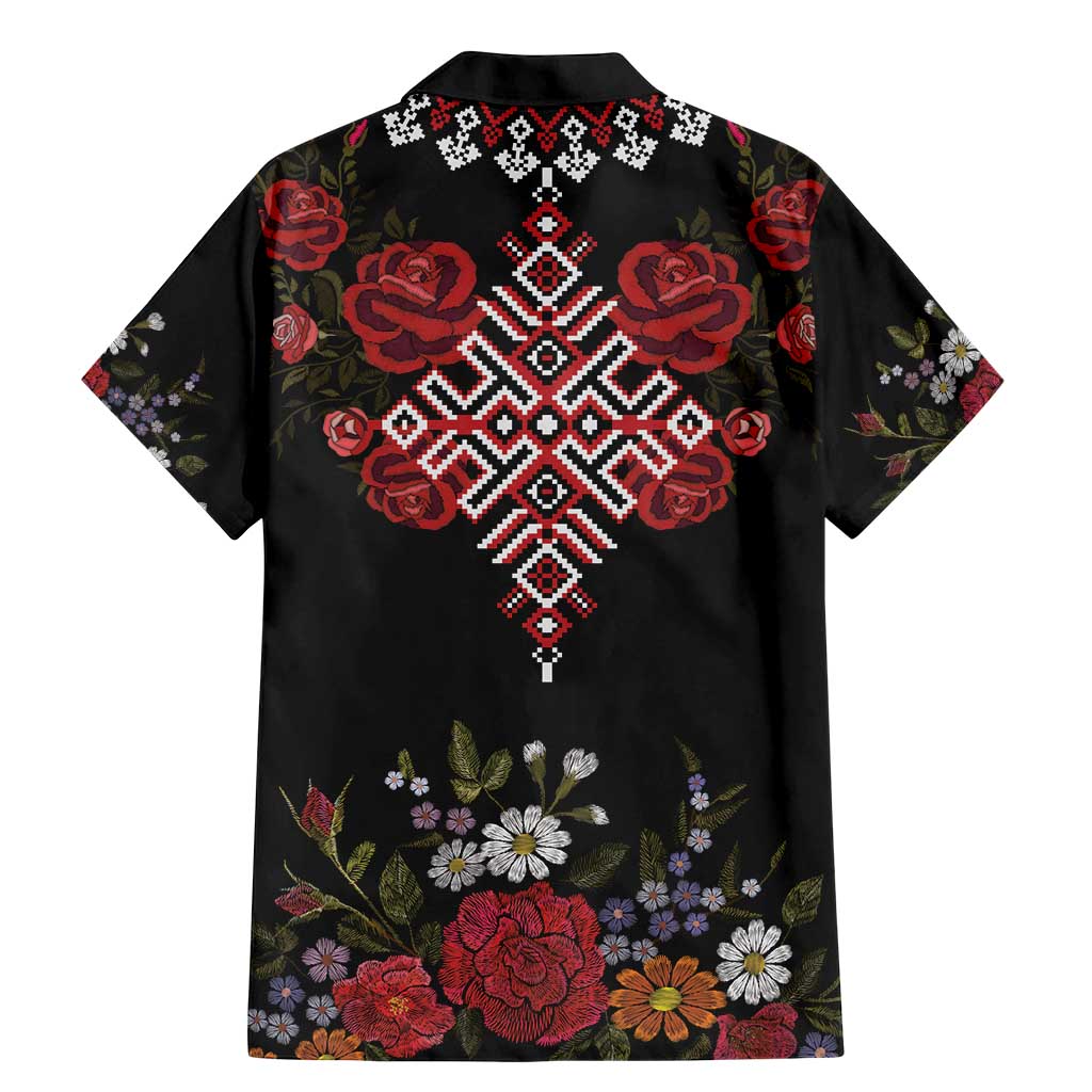 Czech Republic Traditional Costume Family Matching Mermaid Dress and Hawaiian Shirt Embroidery Floral Pattern With Red Rose