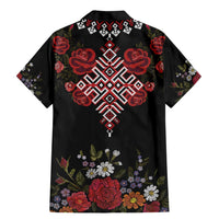 Czech Republic Traditional Costume Family Matching Mermaid Dress and Hawaiian Shirt Embroidery Floral Pattern With Red Rose