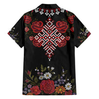 Czech Republic Traditional Costume Family Matching Off The Shoulder Long Sleeve Dress and Hawaiian Shirt Embroidery Floral Pattern With Red Rose