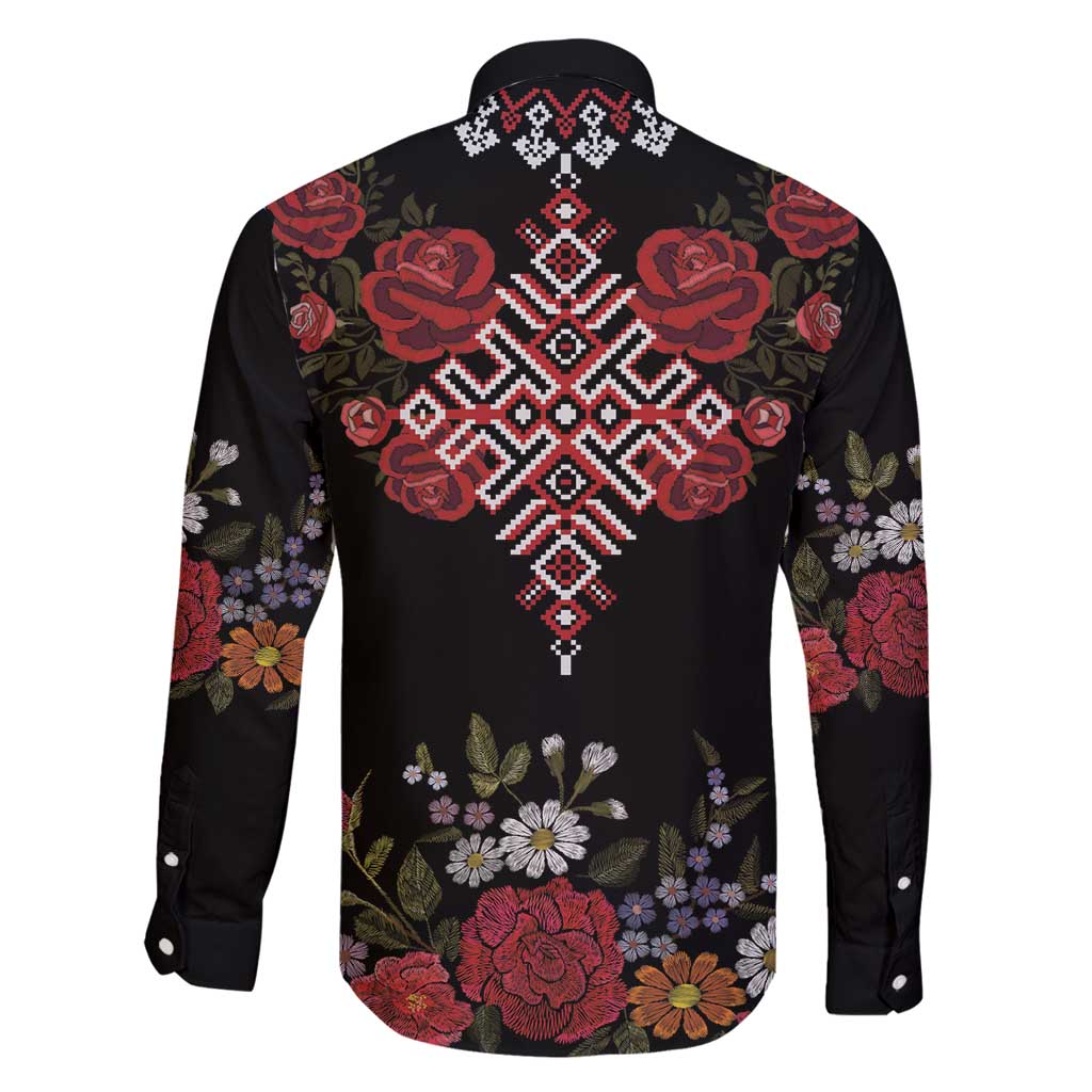 Czech Republic Traditional Costume Family Matching Puletasi and Hawaiian Shirt Embroidery Floral Pattern With Red Rose
