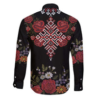 Czech Republic Traditional Costume Family Matching Short Sleeve Bodycon Dress and Hawaiian Shirt Embroidery Floral Pattern With Red Rose