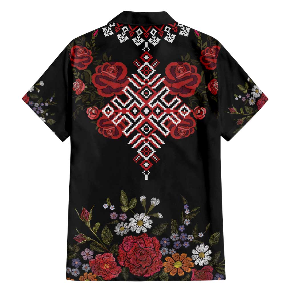 Czech Republic Traditional Costume Family Matching Tank Maxi Dress and Hawaiian Shirt Embroidery Floral Pattern With Red Rose