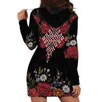 Czech Republic Traditional Costume Hoodie Dress Embroidery Floral Pattern With Red Rose