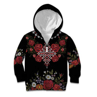 Czech Republic Traditional Costume Kid Hoodie Embroidery Floral Pattern With Red Rose