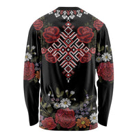 Czech Republic Traditional Costume Long Sleeve Shirt Embroidery Floral Pattern With Red Rose
