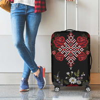 Czech Republic Traditional Costume Luggage Cover Embroidery Floral Pattern With Red Rose