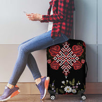 Czech Republic Traditional Costume Luggage Cover Embroidery Floral Pattern With Red Rose