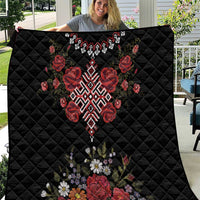 Czech Republic Traditional Costume Quilt Embroidery Floral Pattern With Red Rose