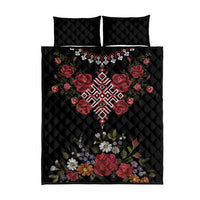 Czech Republic Traditional Costume Quilt Bed Set Embroidery Floral Pattern With Red Rose