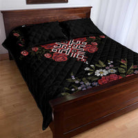Czech Republic Traditional Costume Quilt Bed Set Embroidery Floral Pattern With Red Rose