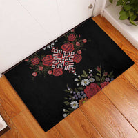 Czech Republic Traditional Costume Rubber Doormat Embroidery Floral Pattern With Red Rose