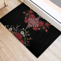 Czech Republic Traditional Costume Rubber Doormat Embroidery Floral Pattern With Red Rose