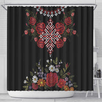 Czech Republic Traditional Costume Shower Curtain Embroidery Floral Pattern With Red Rose