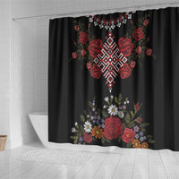 Czech Republic Traditional Costume Shower Curtain Embroidery Floral Pattern With Red Rose