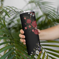 Czech Republic Traditional Costume Skinny Tumbler Embroidery Floral Pattern With Red Rose