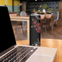 Czech Republic Traditional Costume Skinny Tumbler Embroidery Floral Pattern With Red Rose