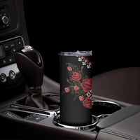 Czech Republic Traditional Costume Skinny Tumbler Embroidery Floral Pattern With Red Rose
