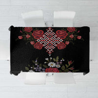Czech Republic Traditional Costume Tablecloth Embroidery Floral Pattern With Red Rose
