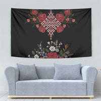 Czech Republic Traditional Costume Tapestry Embroidery Floral Pattern With Red Rose