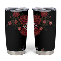 Czech Republic Traditional Costume Tumbler Cup Embroidery Floral Pattern With Red Rose