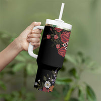 Czech Republic Traditional Costume Tumbler With Handle Embroidery Floral Pattern With Red Rose