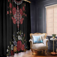 Czech Republic Traditional Costume Window Curtain Embroidery Floral Pattern With Red Rose