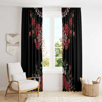 Czech Republic Traditional Costume Window Curtain Embroidery Floral Pattern With Red Rose