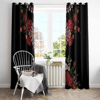 Czech Republic Traditional Costume Window Curtain Embroidery Floral Pattern With Red Rose