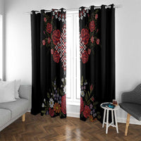 Czech Republic Traditional Costume Window Curtain Embroidery Floral Pattern With Red Rose