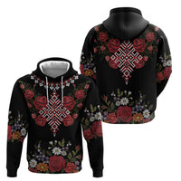 Czech Republic Traditional Costume Zip Hoodie Embroidery Floral Pattern With Red Rose