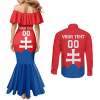 Custom Slovakia Football Couples Matching Mermaid Dress and Long Sleeve Button Shirt Come On Sokoli