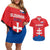 Custom Slovakia Football Couples Matching Off Shoulder Short Dress and Hawaiian Shirt Come On Sokoli