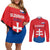 Custom Slovakia Football Couples Matching Off Shoulder Short Dress and Long Sleeve Button Shirt Come On Sokoli