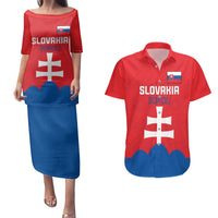 Custom Slovakia Football Couples Matching Puletasi and Hawaiian Shirt Come On Sokoli