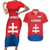 Custom Slovakia Football Couples Matching Short Sleeve Bodycon Dress and Hawaiian Shirt Come On Sokoli