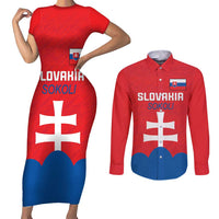 Custom Slovakia Football Couples Matching Short Sleeve Bodycon Dress and Long Sleeve Button Shirt Come On Sokoli