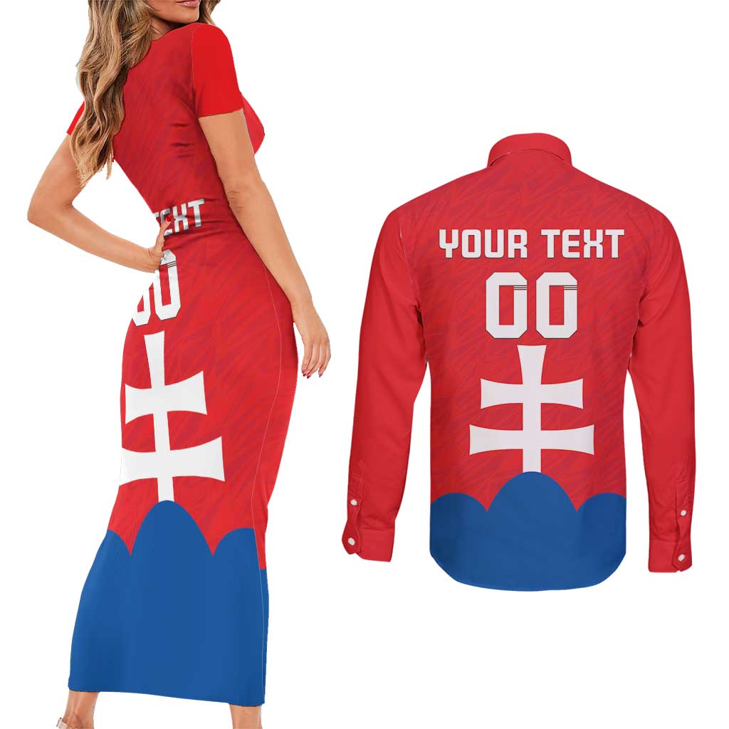 Custom Slovakia Football Couples Matching Short Sleeve Bodycon Dress and Long Sleeve Button Shirt Come On Sokoli