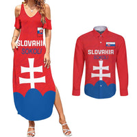 Custom Slovakia Football Couples Matching Summer Maxi Dress and Long Sleeve Button Shirt Come On Sokoli