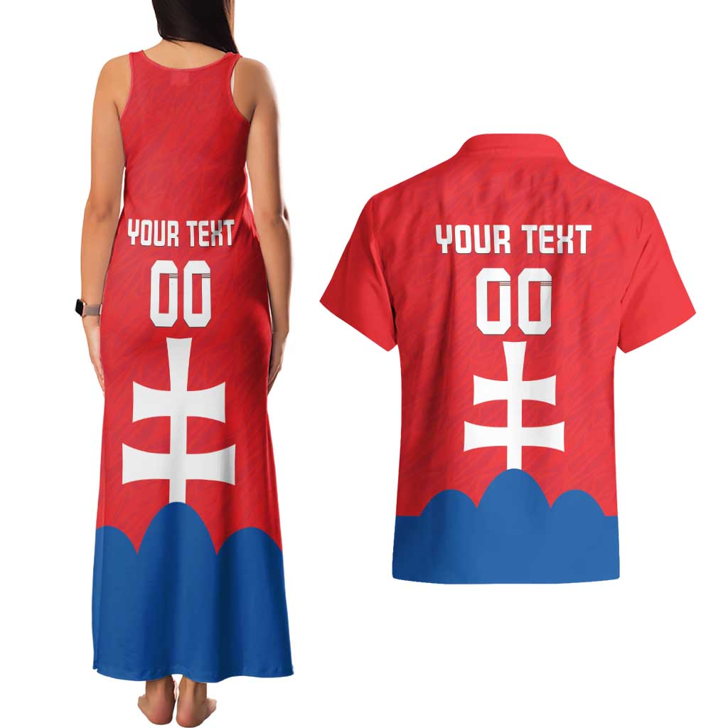 Custom Slovakia Football Couples Matching Tank Maxi Dress and Hawaiian Shirt Come On Sokoli