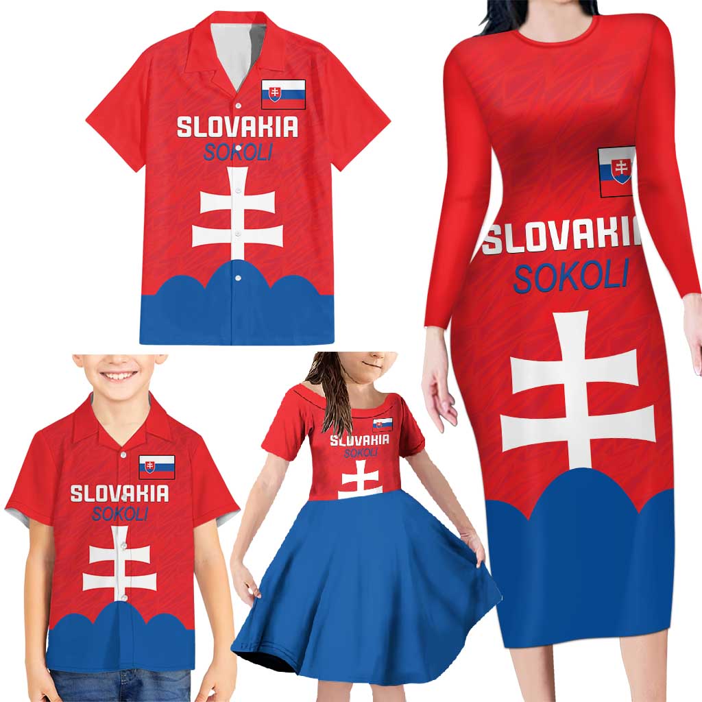 Custom Slovakia Football Family Matching Long Sleeve Bodycon Dress and Hawaiian Shirt Come On Sokoli