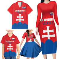 Custom Slovakia Football Family Matching Long Sleeve Bodycon Dress and Hawaiian Shirt Come On Sokoli